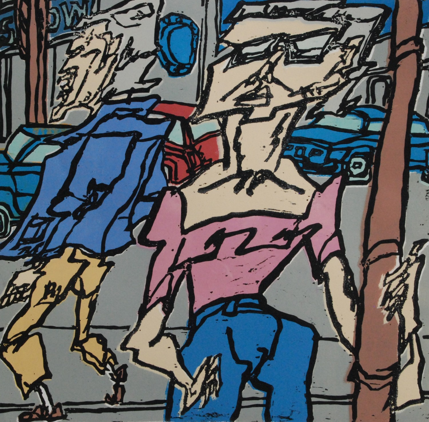 Street1, 55x53cm, woodcut, 1979