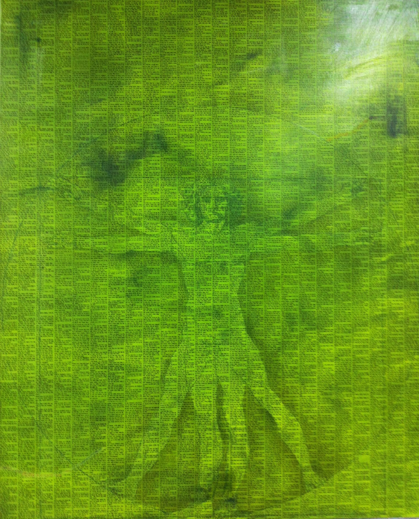 닮다,담다3, 162 x 130cm, ink pen, oil on canvas, 2012