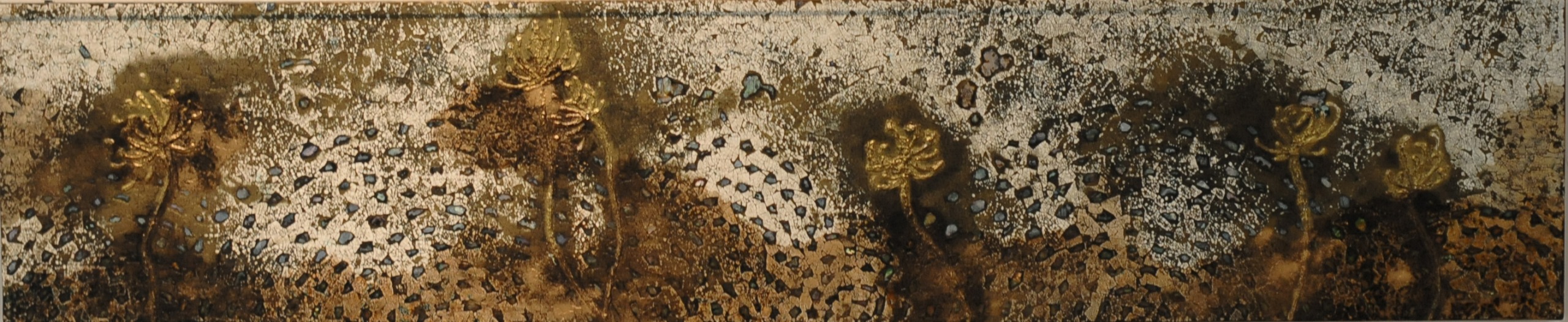 growing 19  27x168cm, Ott painting, egg shell, Terra on the wood, 2012