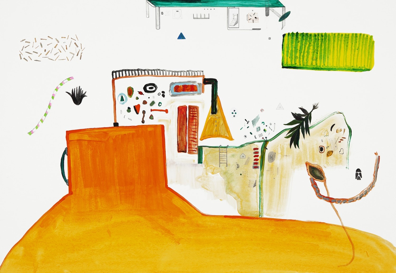 Yellow submarine, pencil and acrylic on paper, 80x53cm, 2014