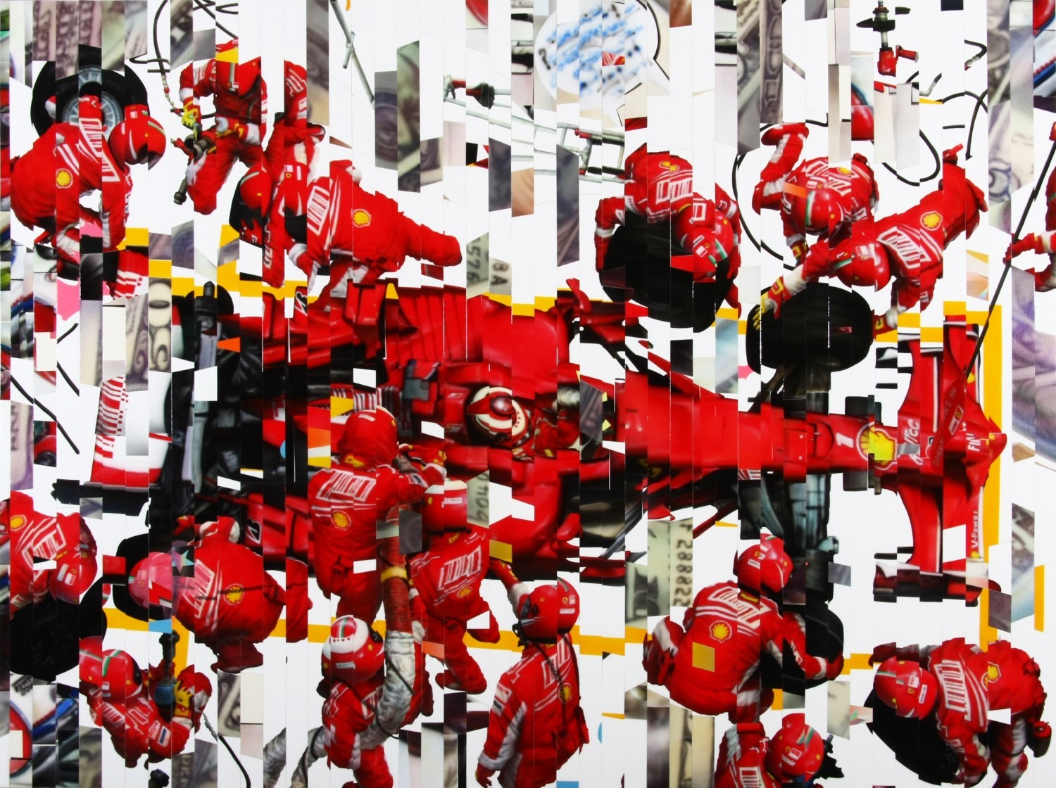 1119 Scuderia Ferrari,collage,acrylic on canvas,  hand-painted,162x122cm, 2011