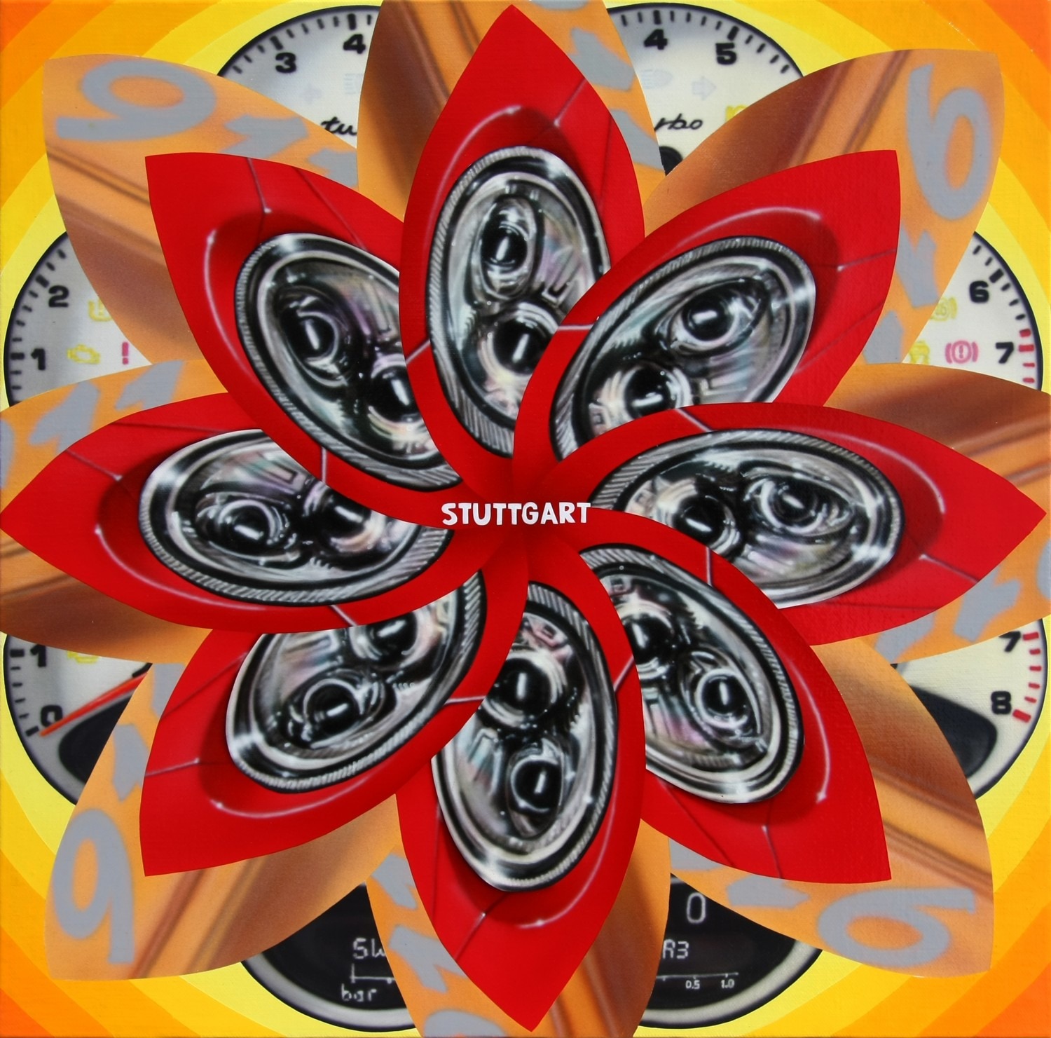 1208 obsession-porsche, acrylic on canvas,  hand-painted,43x43cm, 2012