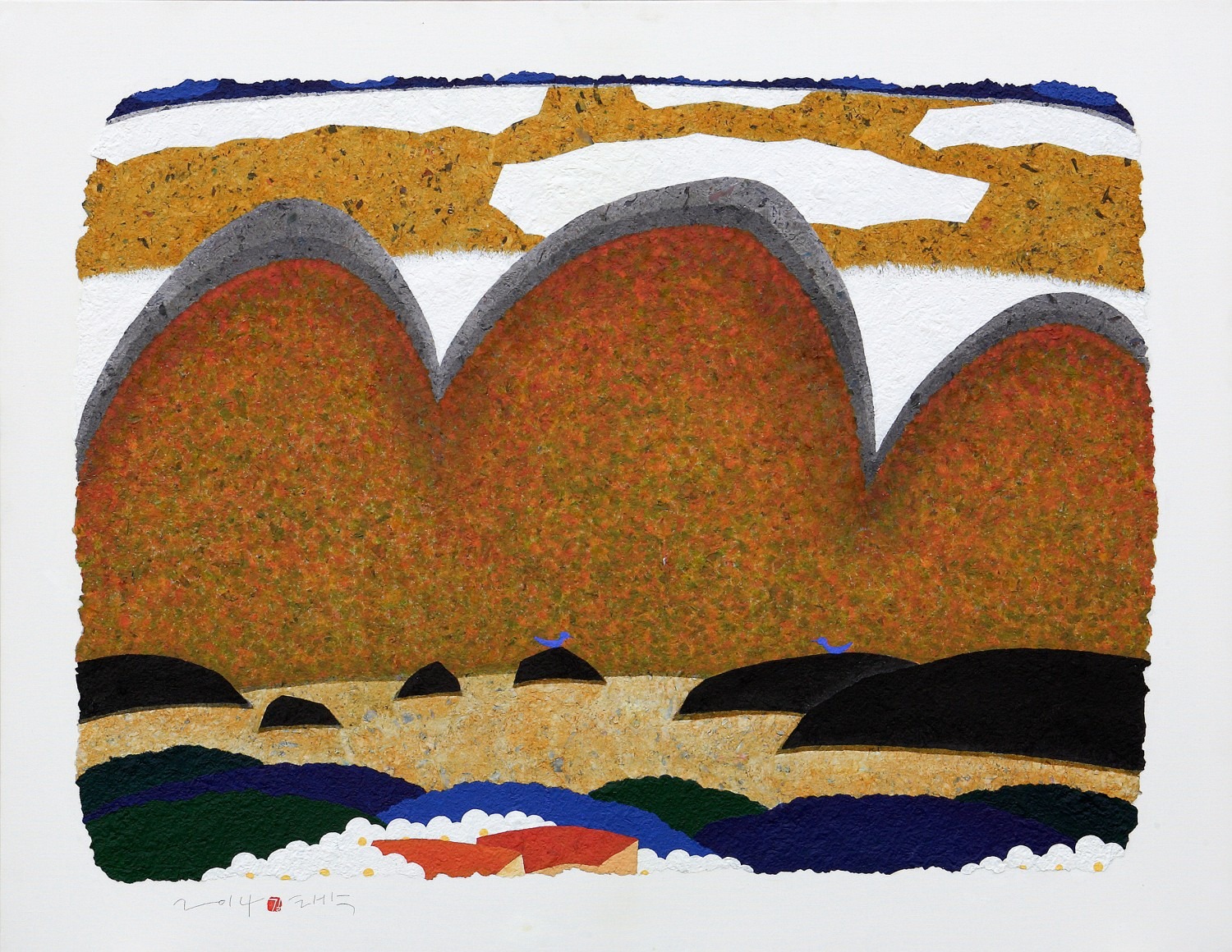 파랑새의여행-가을을품다116.5×90.5cm, Mixed media, 2014