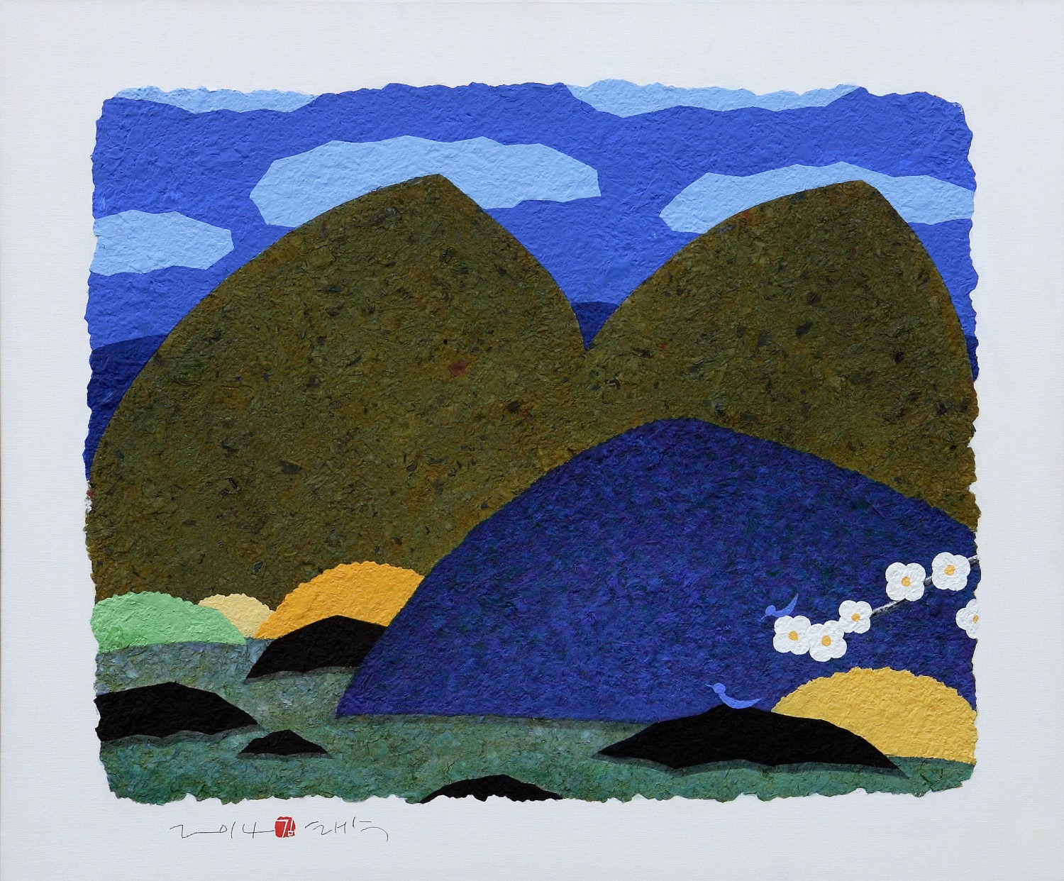 파랑새의여행-그대있음에,73×60.5cm, Mixed media, 2014