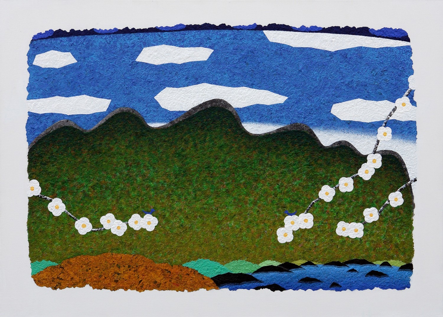 파랑새의여행-행복한휴식,91×65cm, Mixed media, 2014