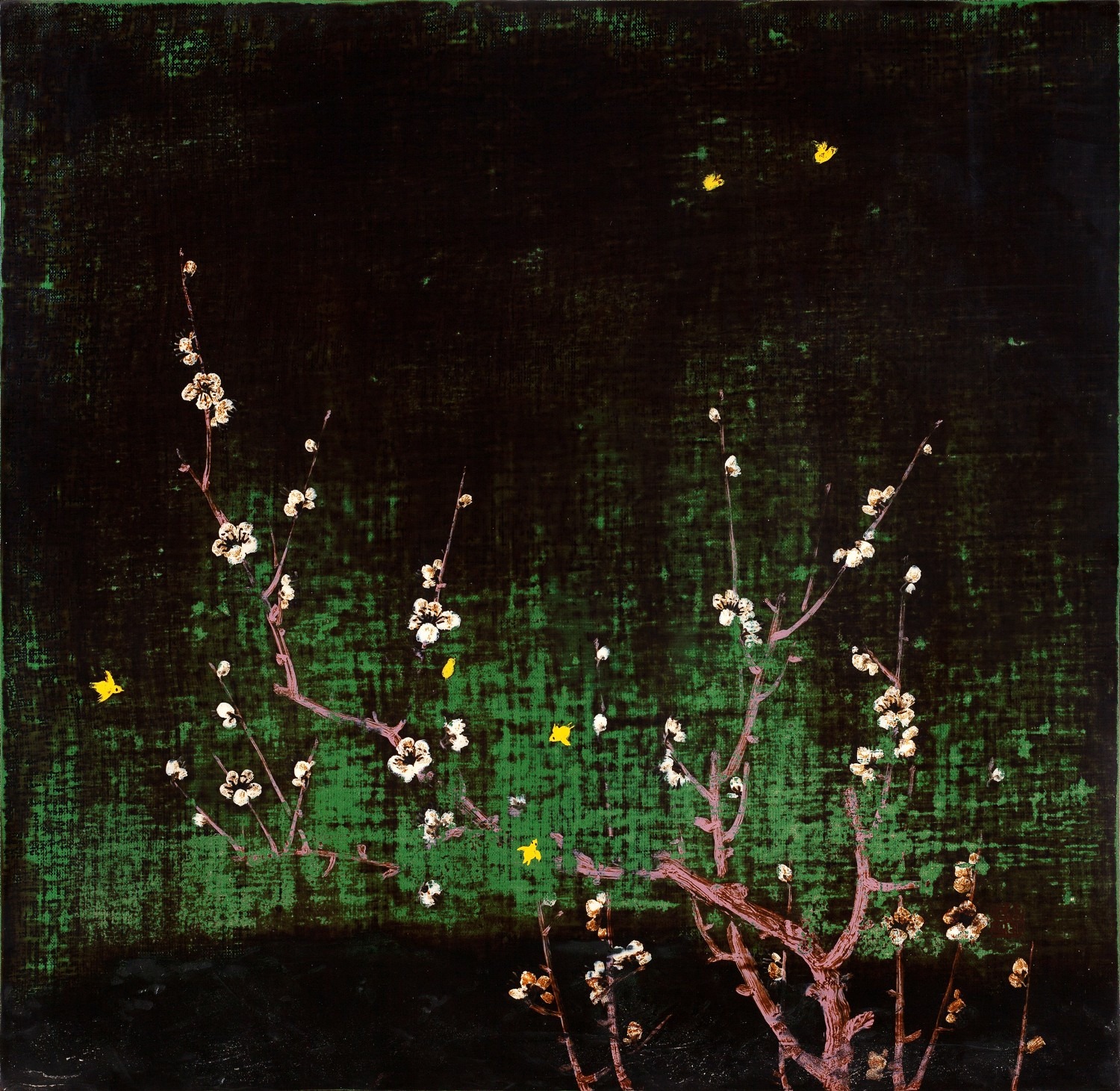 Fly, Rooster. 49x50cm.옻칠화(East Asian natural lacquer Paintting) 2014