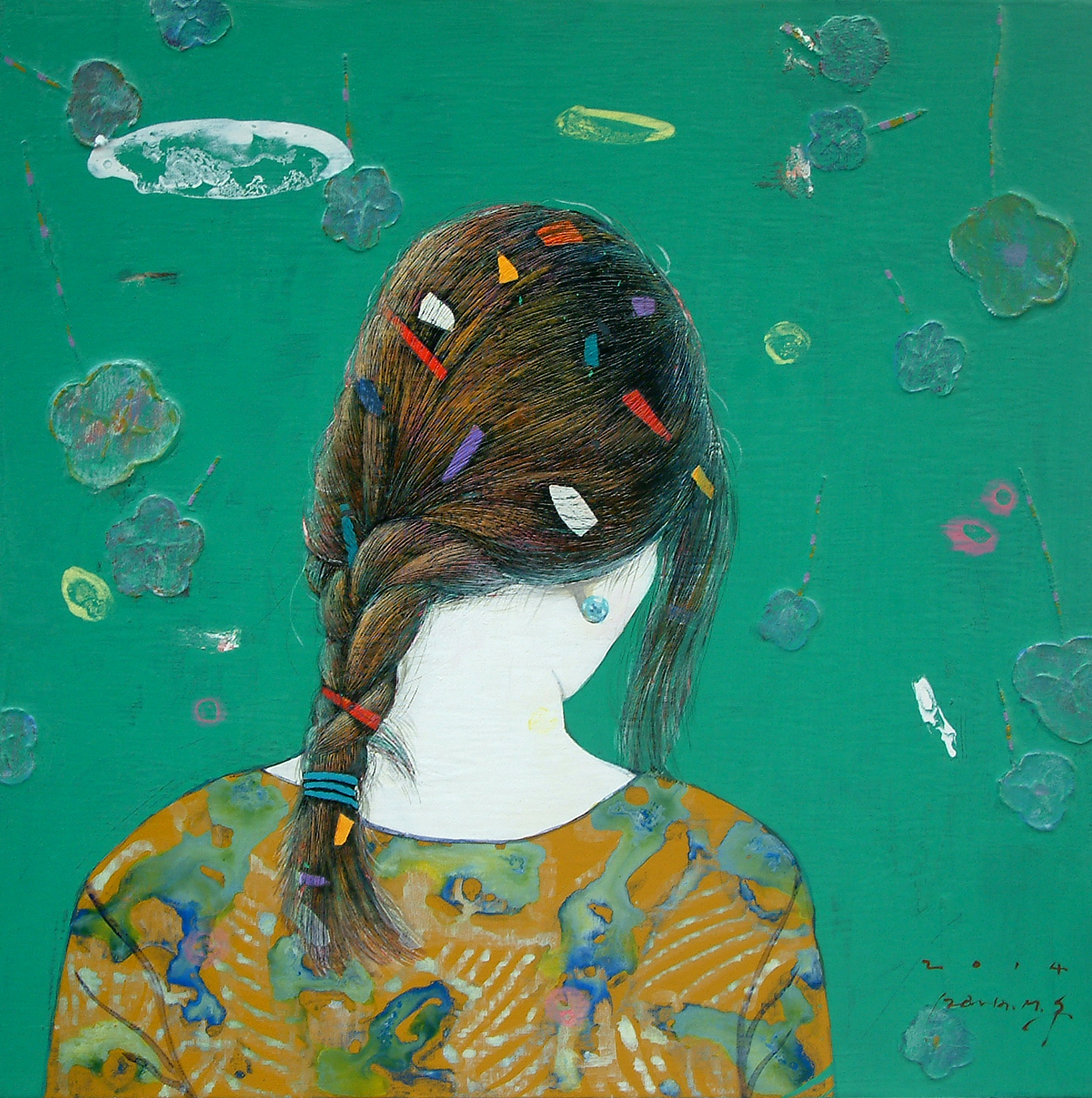 소녀-꿈을꾸다, 90.9x72.7cm, mixed media, 2014