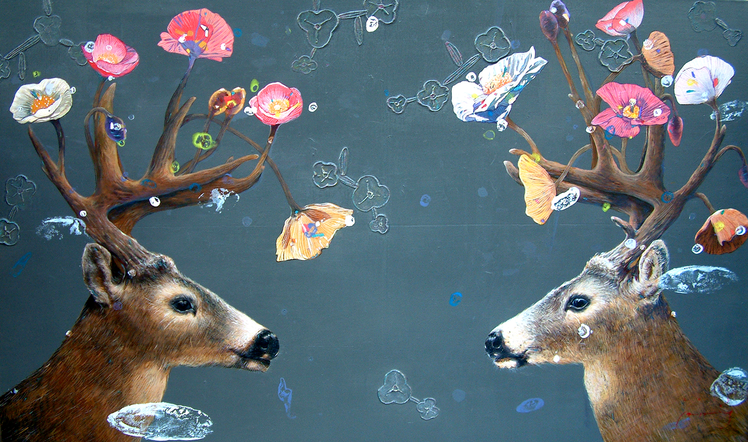 내맘속의정원-마주보기, 162x97cm, mixed media, 2013