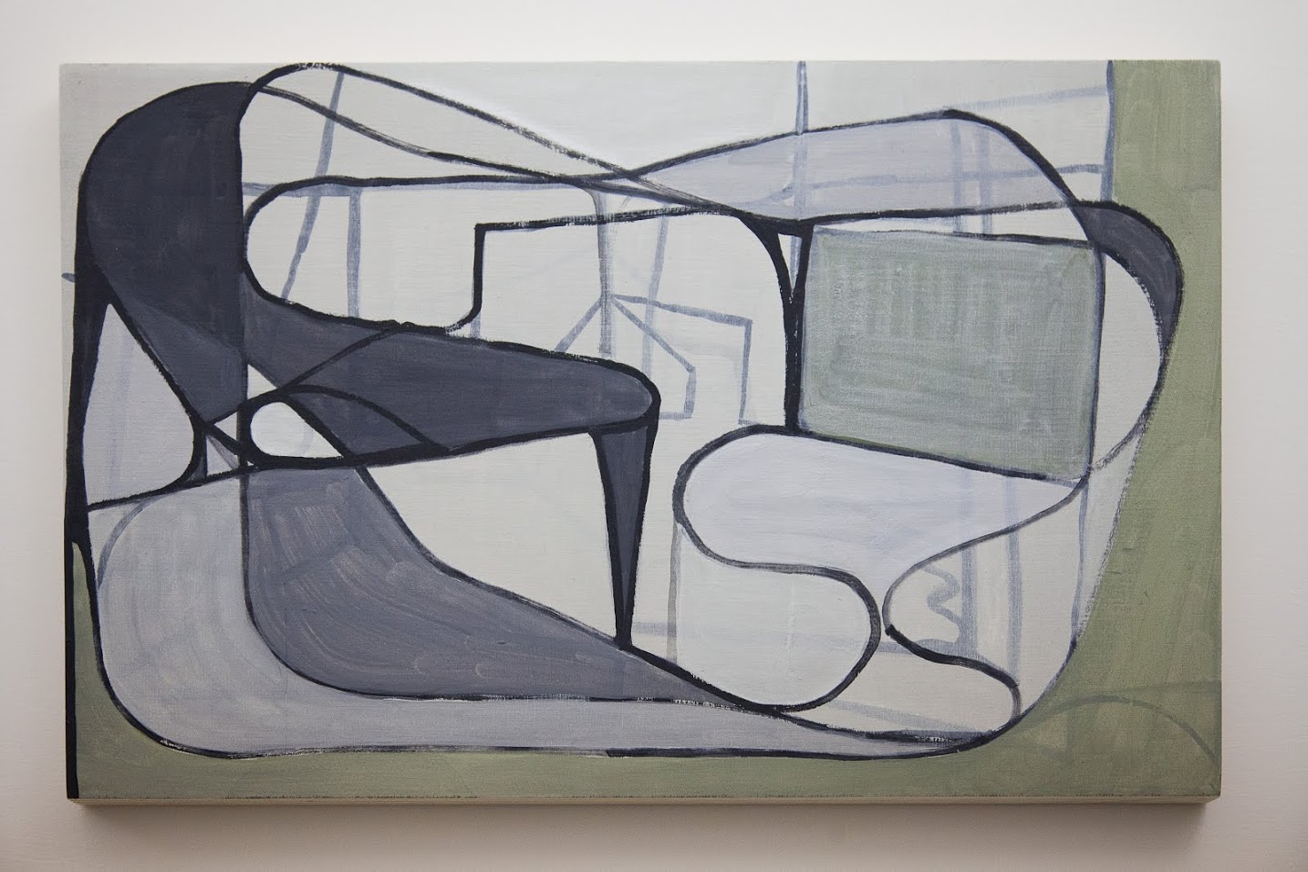 Interno con tavolo e finestra, acrylic paint on wood, 35 x 57cm, 2015