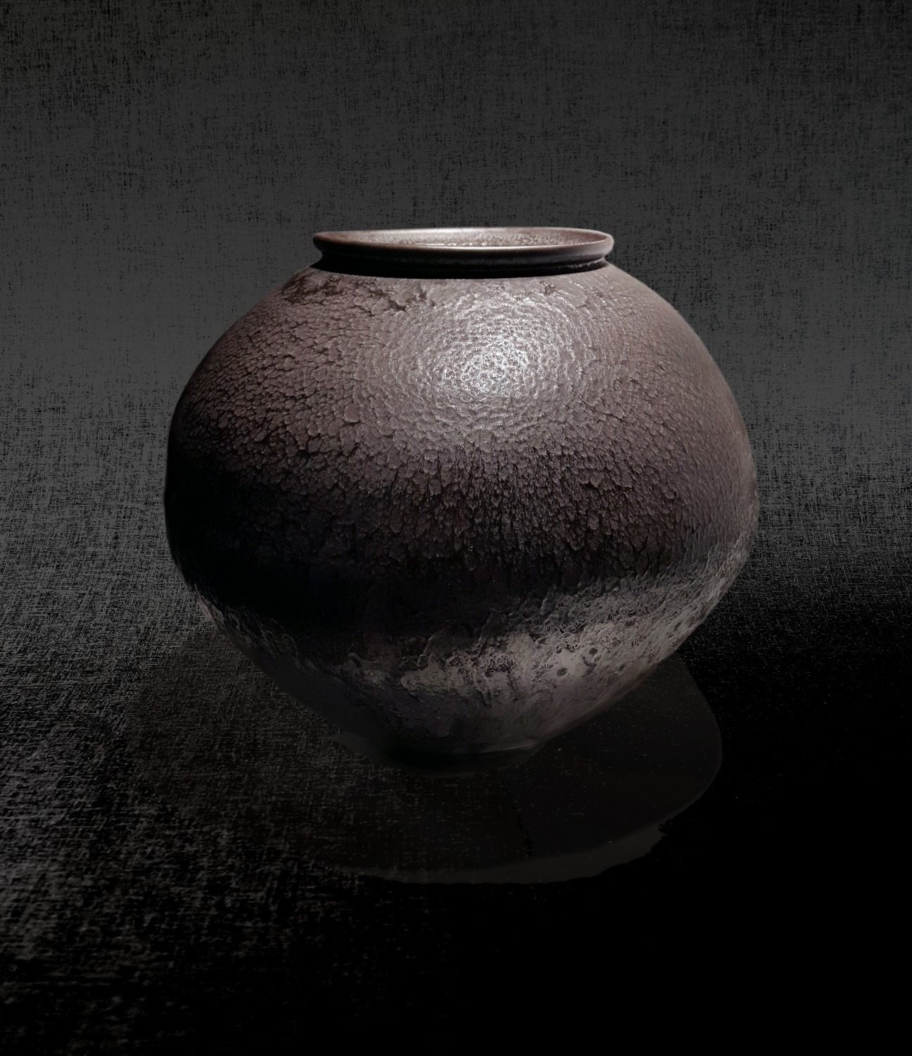 요철흑자달항아리, 496x540x267x200mm, 2015