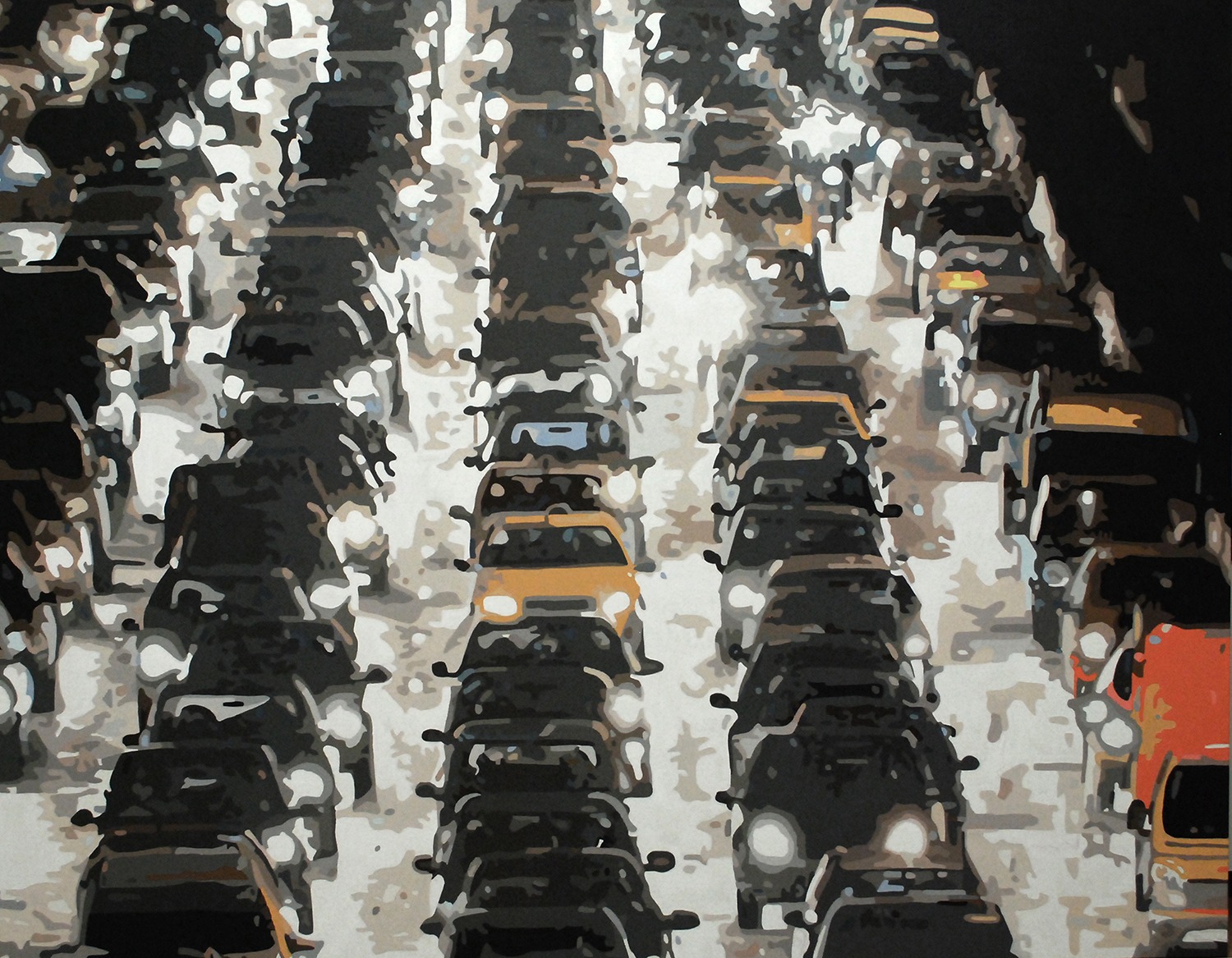 Kim MyeongGon, Through the rush  hour, 117x91cm, acrylic on canvas, 2013