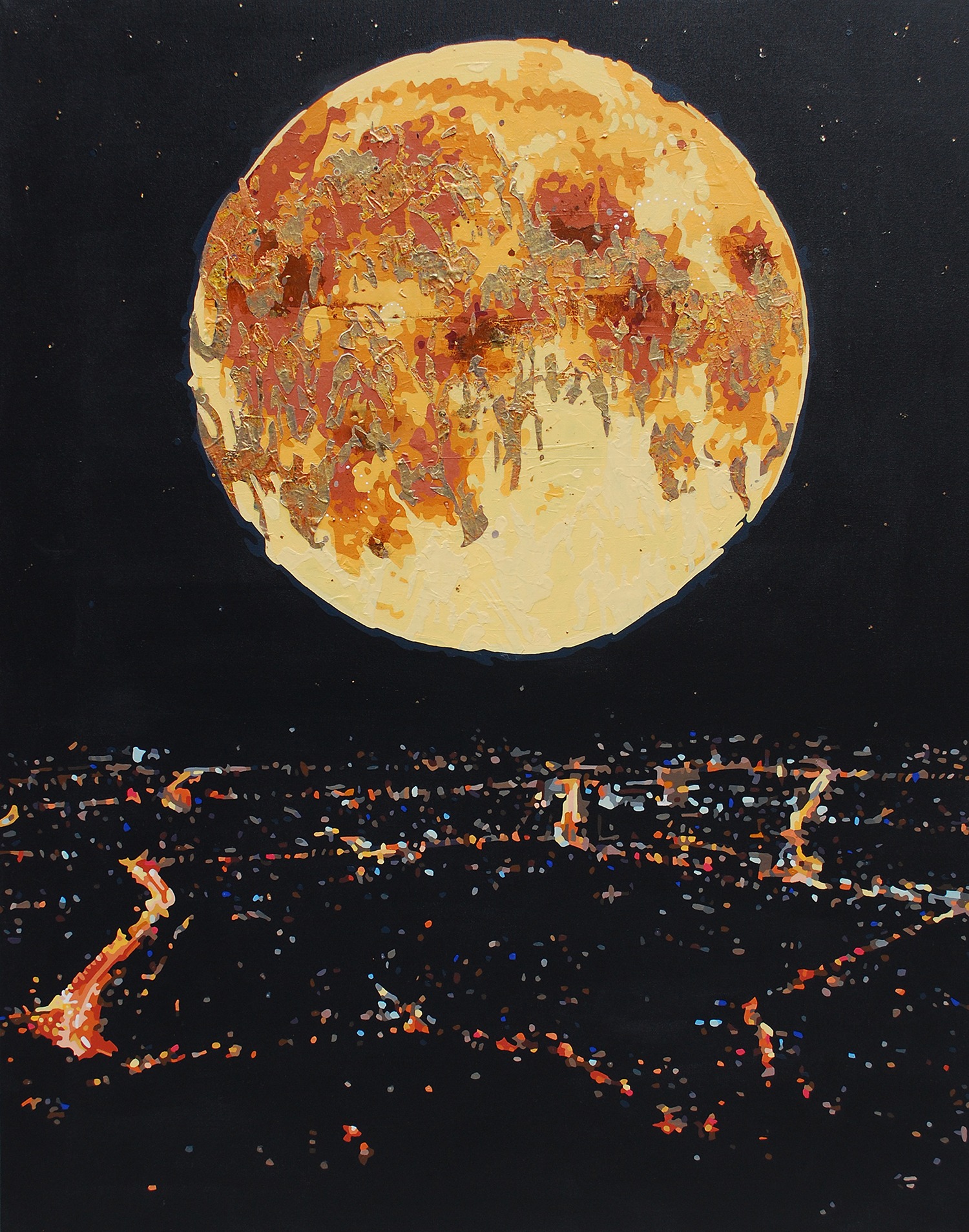 Kim myeong gon, Full Moon, 117  × 91cm  Mixed media 2014
