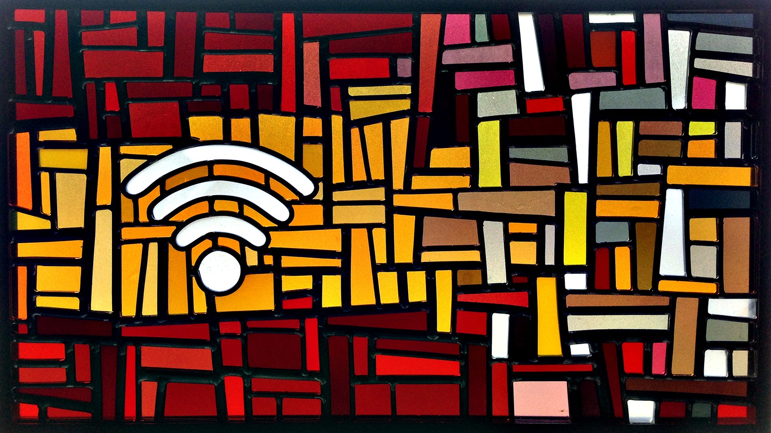 Lee Bumsun, Wi-Fi S, Mouth Blowned Colored Glass, Lead Came, Metal, 2014