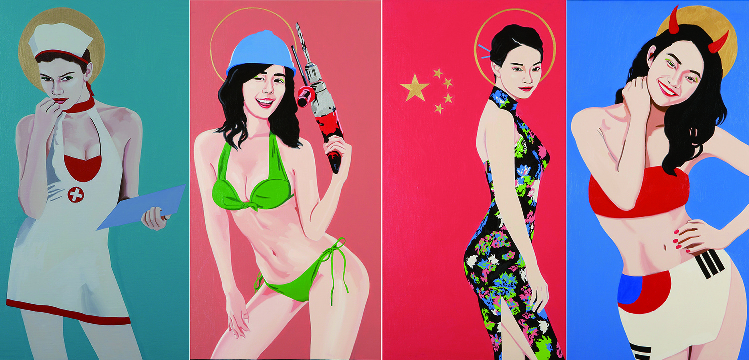 Lee Hwabaek, Ikon 5,6,7, each 90x45cm, oil on canvas,, 2010