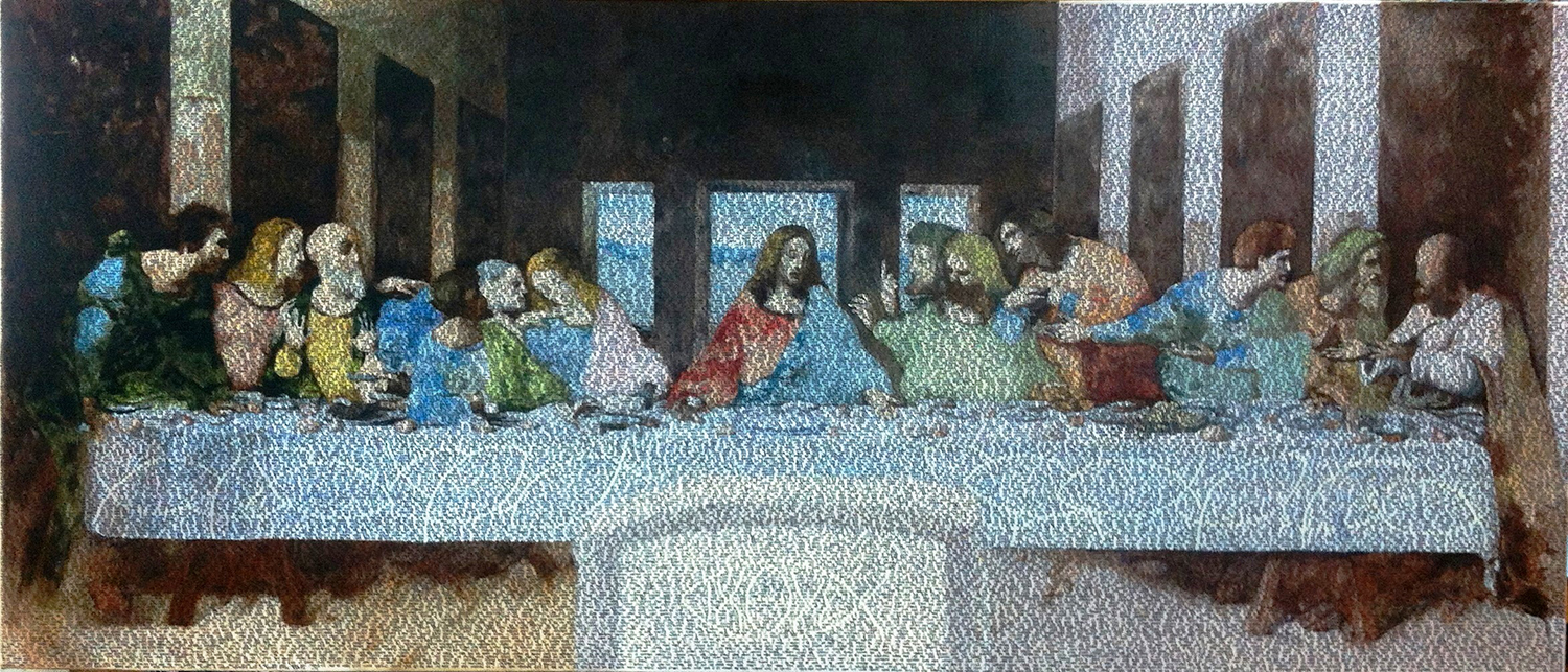 김준형, Reverse-K, 50x100cm, oil on canvas, ink pen, 2014