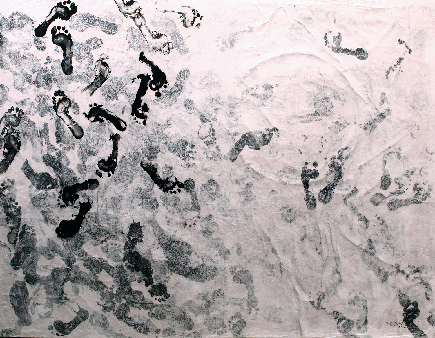 흔적, 75x107cm, 습자지에 먹, 2016