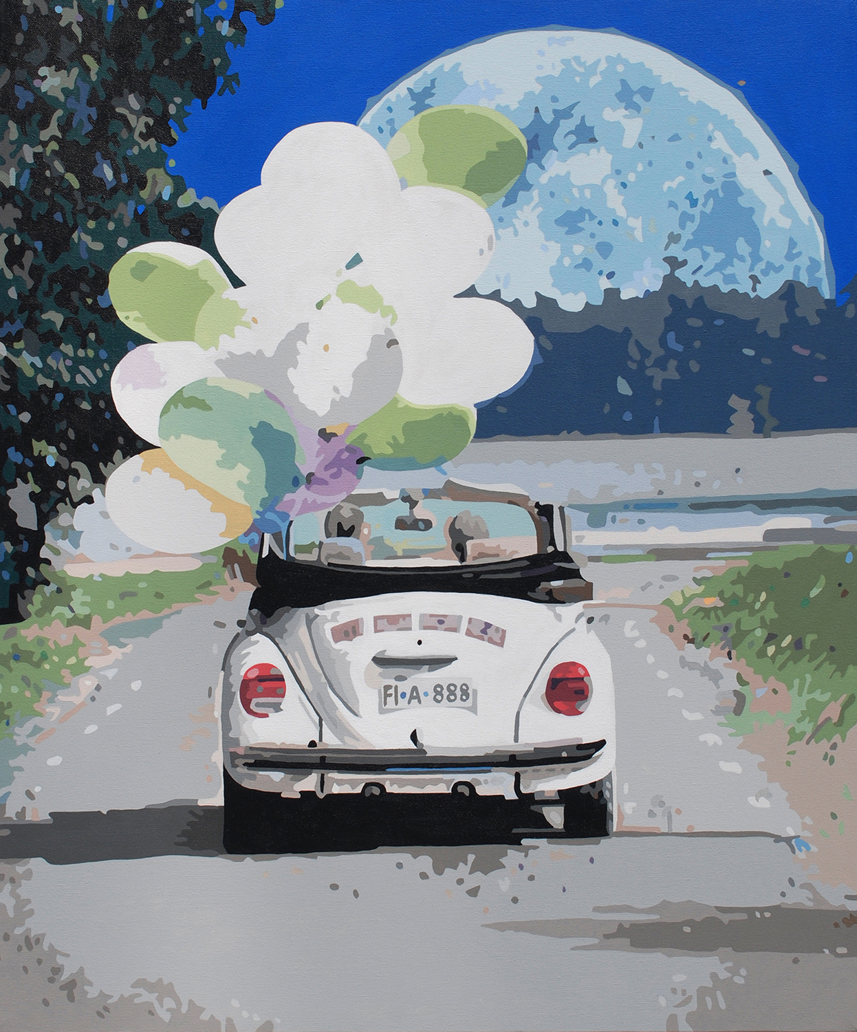 김명곤, 아주 큰 달, 72.7×60.6cm. Acrylic on canvas, 2014