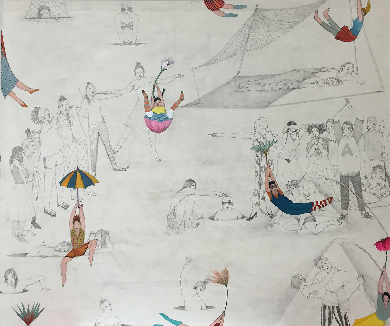 오영, Floating World, 73X61cm, pencil, oil on canvas, 2016