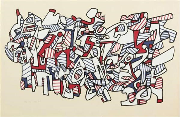 Jean Dubuffet, MASSE AUX PEDALES, 93x63cm, Silkscreen in colors, 1976, HC IofV