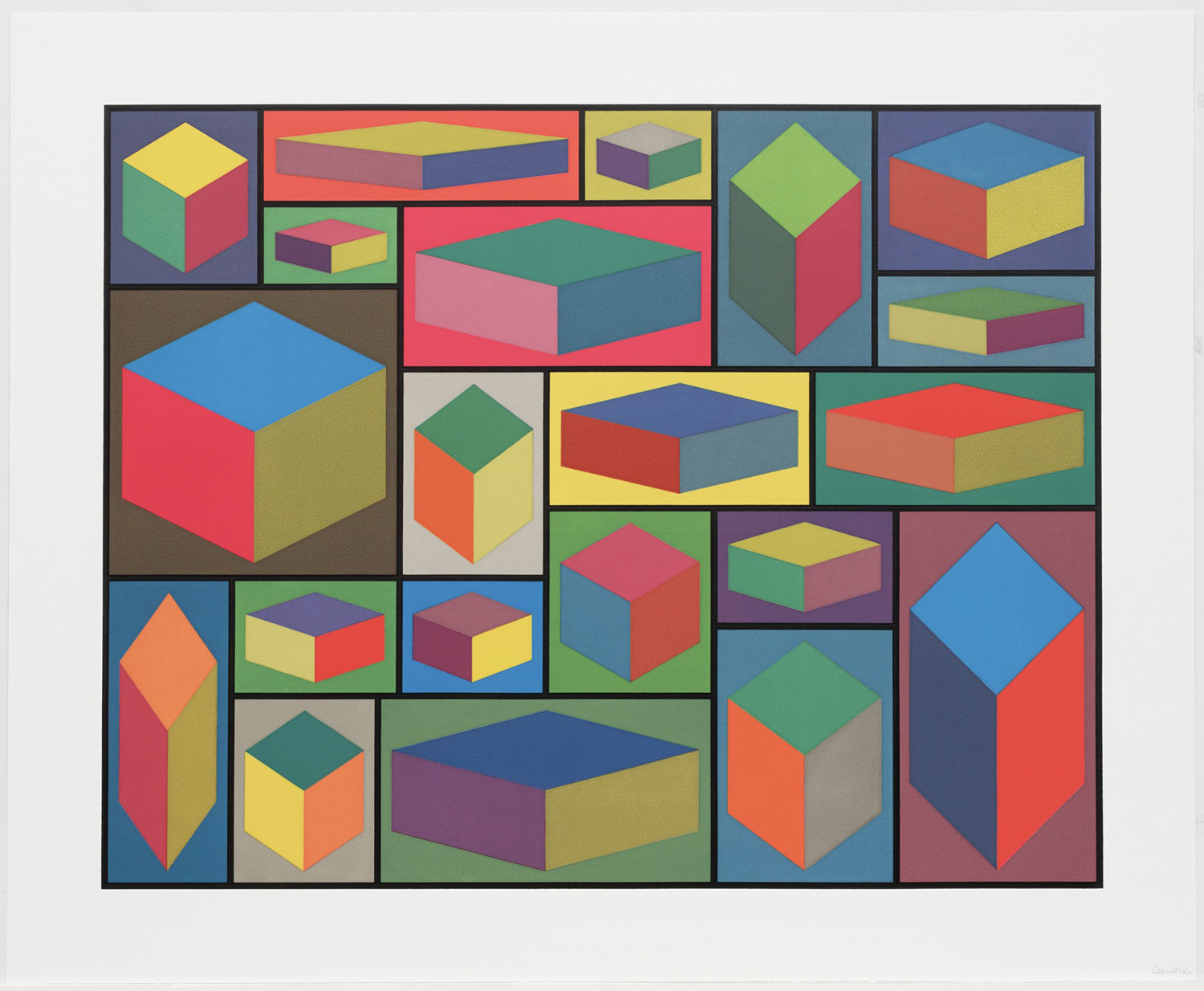 Sol LeWitt, B. Distorted Cube, 88.9x105.41cm, Aquatint, 2001, PP 3 of 3