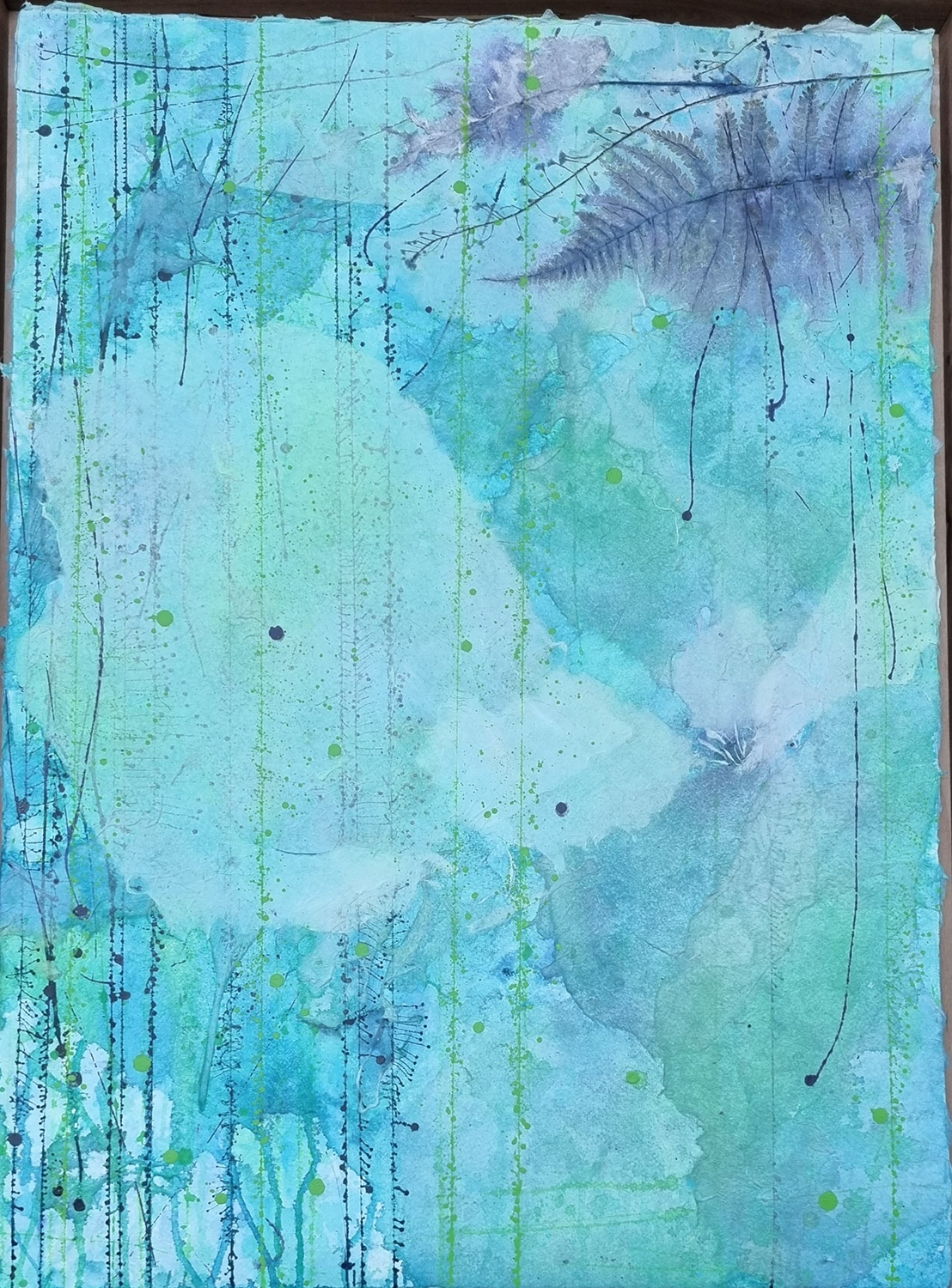 박효정, Early Rain & Late Rain-the Dream of Flowers, 40x60cm, 종이 위, 먹, 아크릴, 은박, 2023 700만원