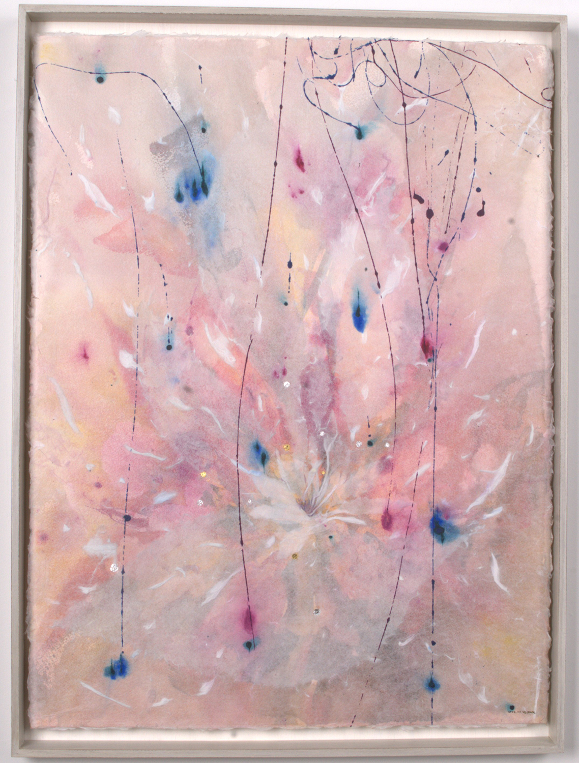 박효정, Early Rain & Late Rain-the Dream of Flowers, 40x60cm, 종이 위, 먹, 아크릴, 은박, 2023 700만원-1