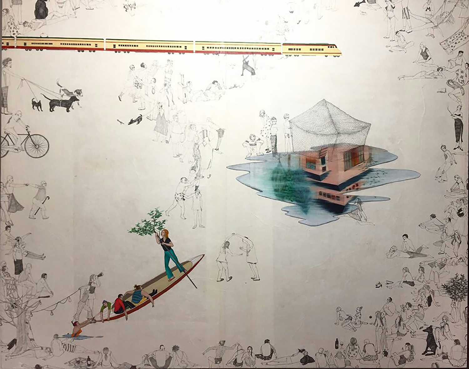 11 풍속화Conversation piece, pencil, oil on canvas, 162x130cm, 2017