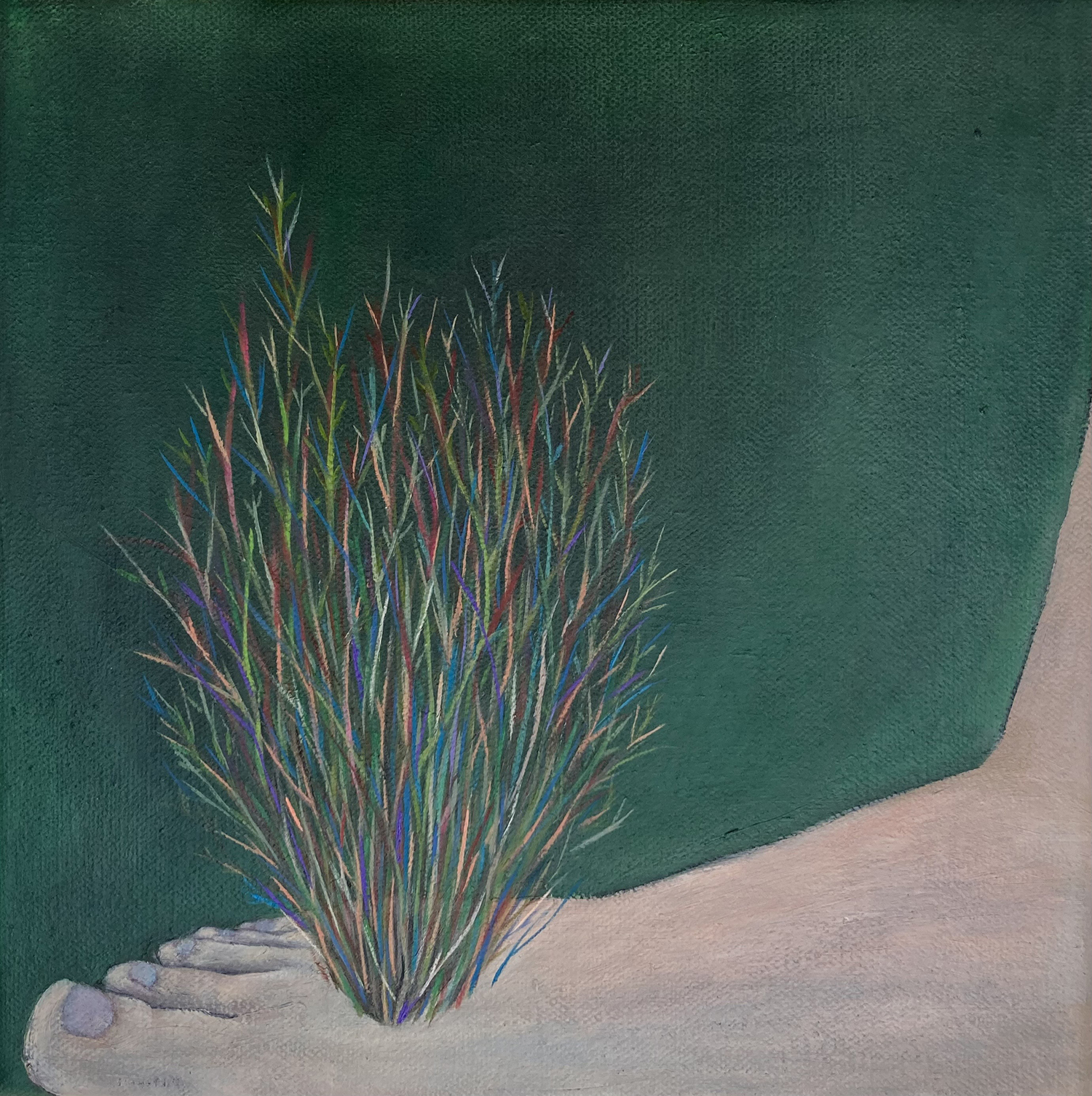 오영, 뿌리내리기를, 27x27cm, Oil on canvas, 2022