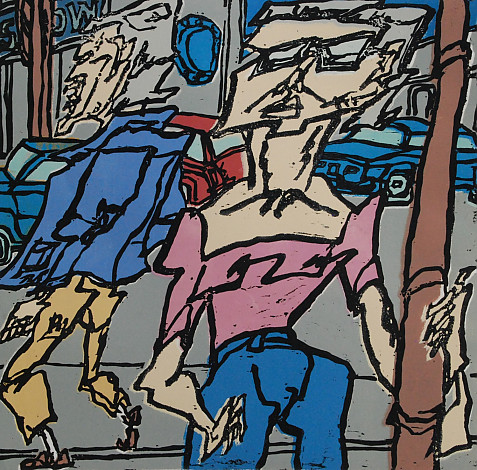 Street1, 55x53cm, woodcut, 1979