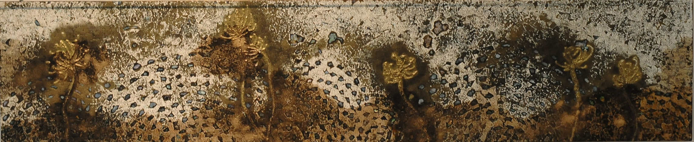 growing 19  27x168cm, Ott painting, egg shell, Terra on the wood, 2012