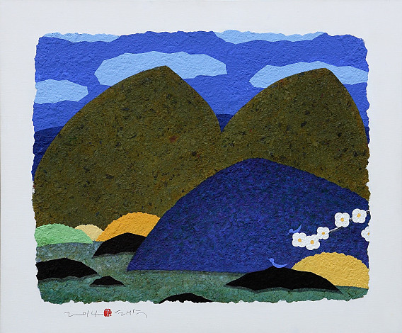파랑새의여행-그대있음에,73×60.5cm, Mixed media, 2014