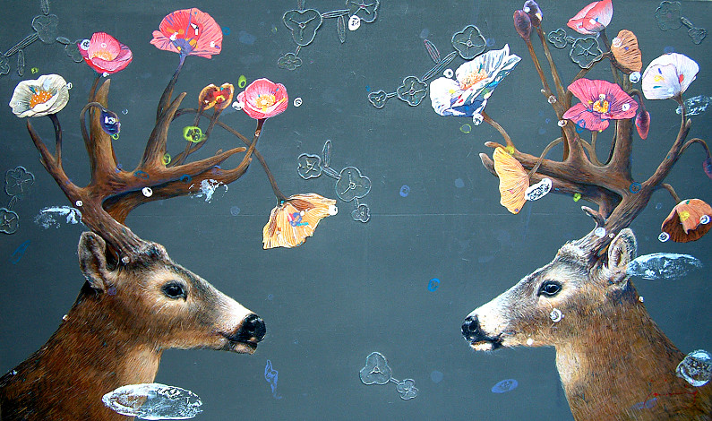 내맘속의정원-마주보기, 162x97cm, mixed media, 2013