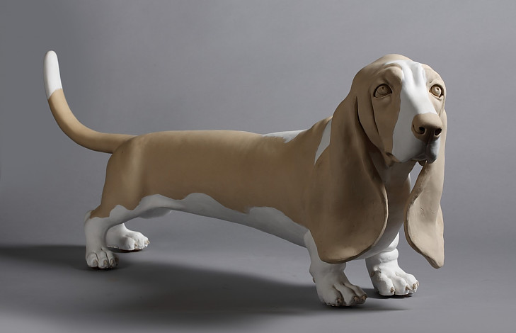 Basset Hound, terracotta, Sancheong clay, white clay, 30x100x38cm, 2015