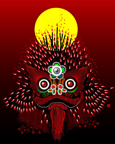 Kim Ildong, Lion's brush dance, 91x72.7cm, pigment print on canvas, 15, 2013
