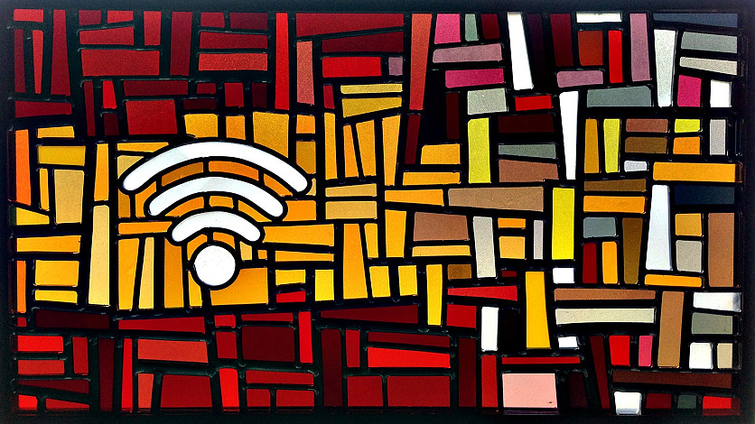 Lee Bumsun, Wi-Fi S, Mouth Blowned Colored Glass, Lead Came, Metal, 2014