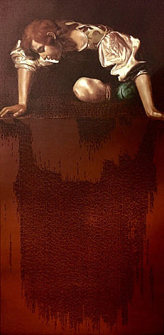 Kim JunHyung, Reverse-yourself, 100x50cm, ink pen, oil on canvas, 2015