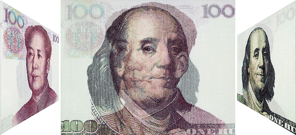 Lee Youngha, Mao Zedong & Benjamin Franklin, 116.8x91cm, oil on canvas, 2014