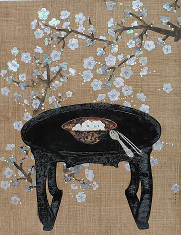 Park JiEun, Human performance-Eat for, 56.5x61cm, Ott painting, a mother of pearl, terra on the wood