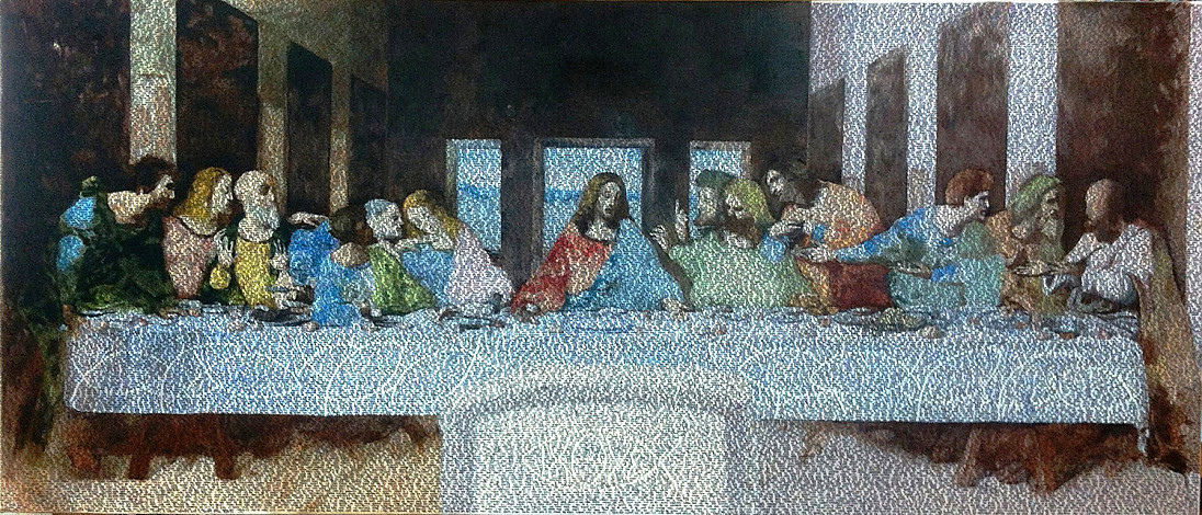 김준형, Reverse-K, 50x100cm, oil on canvas, ink pen, 2014