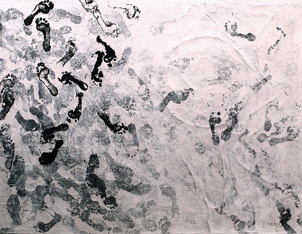 흔적, 75x107cm, 습자지에 먹, 2016