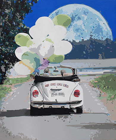 김명곤, 아주 큰 달, 72.7×60.6cm. Acrylic on canvas, 2014