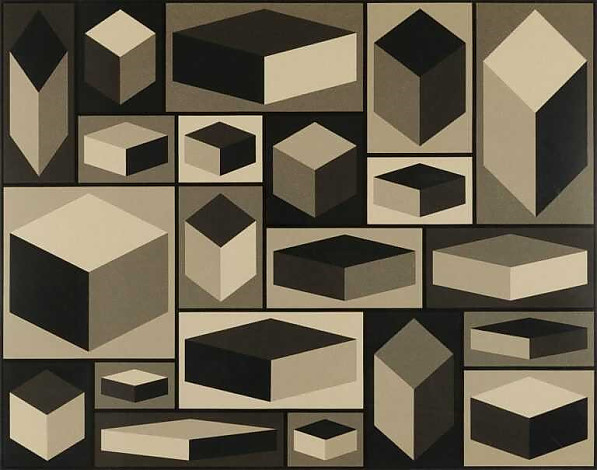 Sol LeWitt, A. Distorted Cube, 88.9x105.41cm, Aquatint, 2001, PP 3 of 3