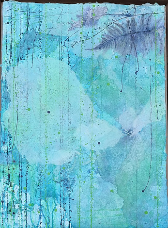 박효정, Early Rain & Late Rain-the Dream of Flowers, 40x60cm, 종이 위, 먹, 아크릴, 은박, 2023 700만원