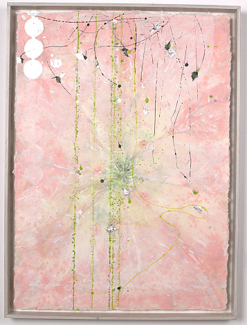 박효정, Early Rain & Late Rain-the Dream of Flowers, 40x60cm, 종이 위, 먹, 아크릴, 은박, 2023 700만원-2