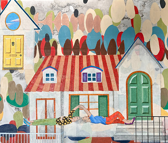 오영, 힘겨운 화해, 54x45.5cm, 한지에 오일, 연필, 2023