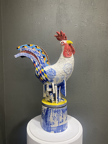 Rooster, 22x46x77(h)cm, ceramic, 2023