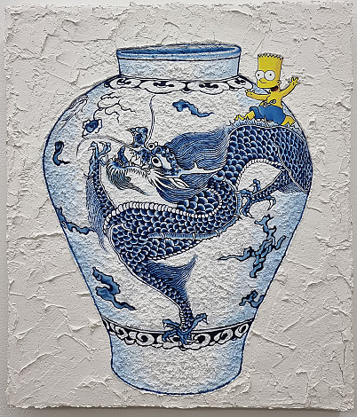 Enchanted White – Dragon 53x 46cm acrylic on canvas 2023