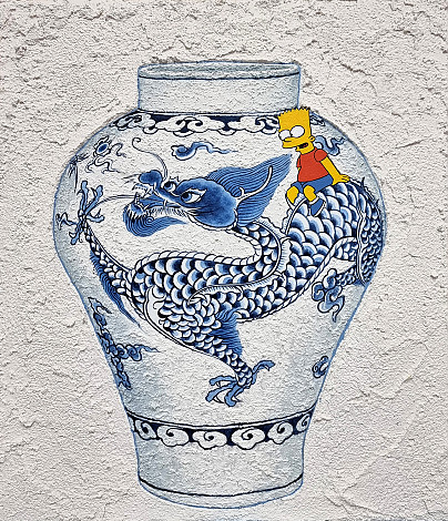 Enchanted White – Dragon 53x 46cm acrylic on canvas 2023