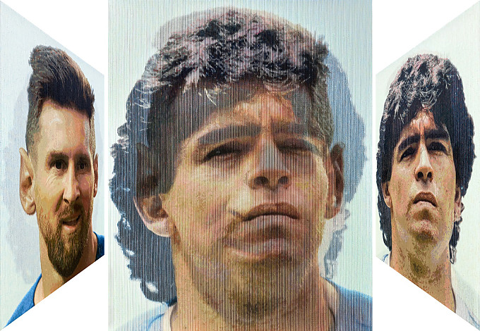 디에고 마라도나와 리오넬 메시Diego Maradona & Lionel Messi, 162.2x130.3cm, Oil on canvas, 2023