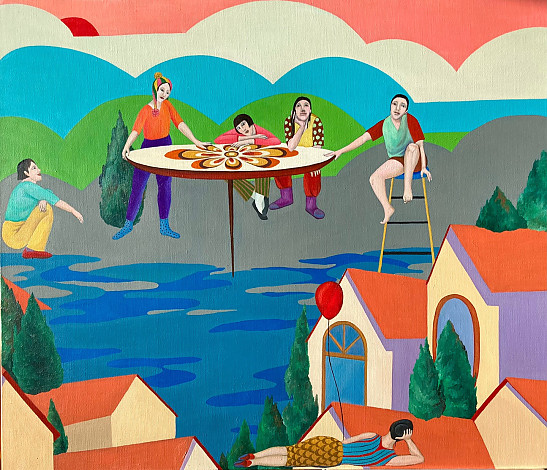 6 오영, 둥근해가 떴습니다, 53x45cm, Oil on canvas, 2022
